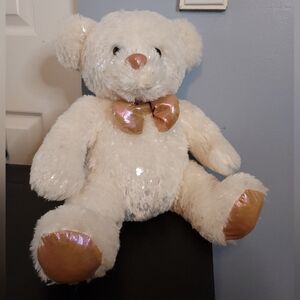 Dandee Teddy Bear White 15in With Hearts And A Bow 07/2021